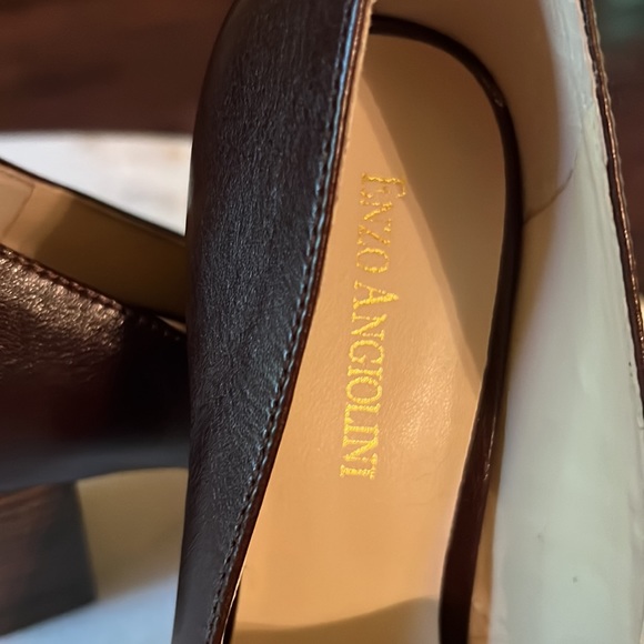 New Enzo Angiolini Leather Block Heels Brown Shoes Size 7.5 - Picture 7 of 8